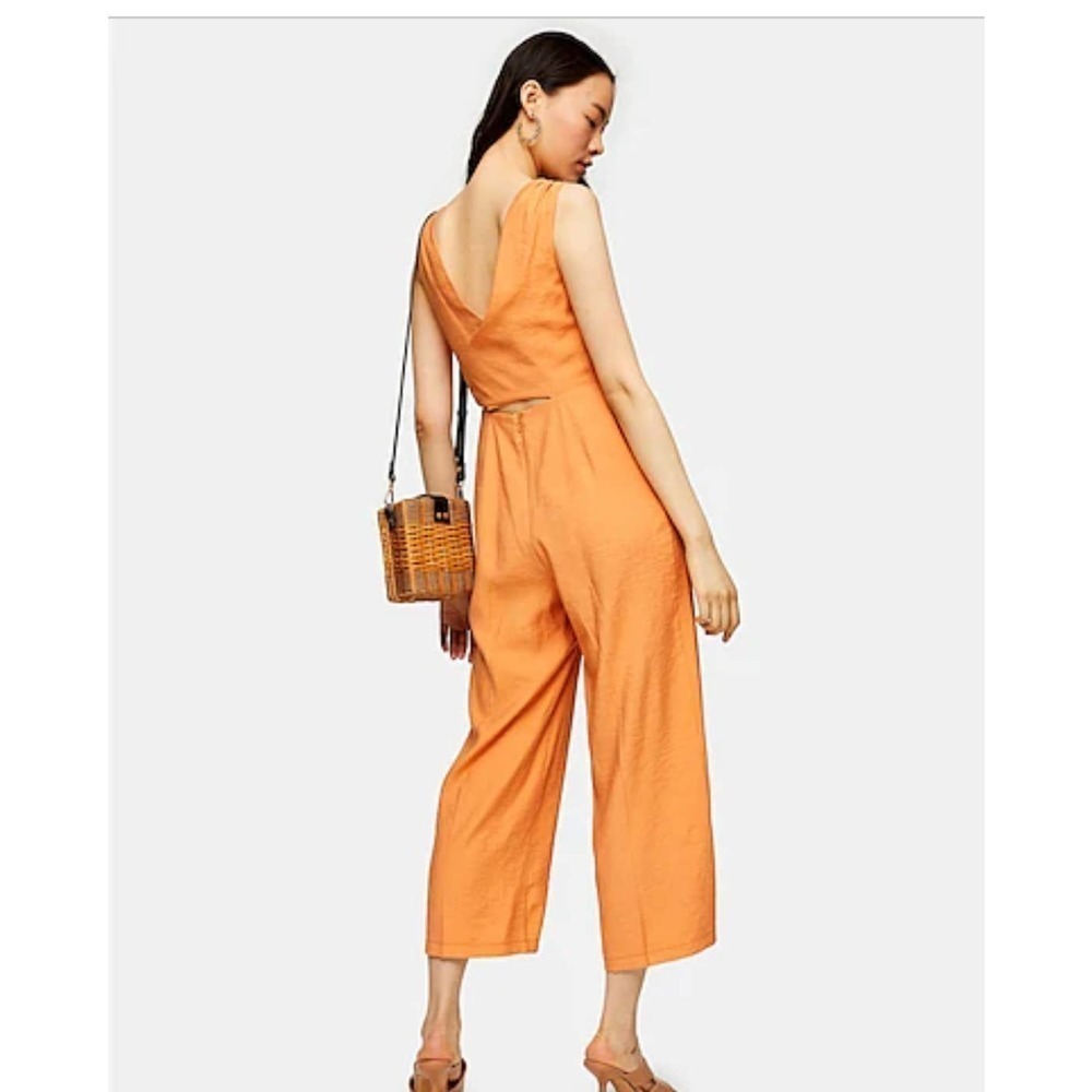 Topshop Wide Leg Tie Waist Jumpsuit